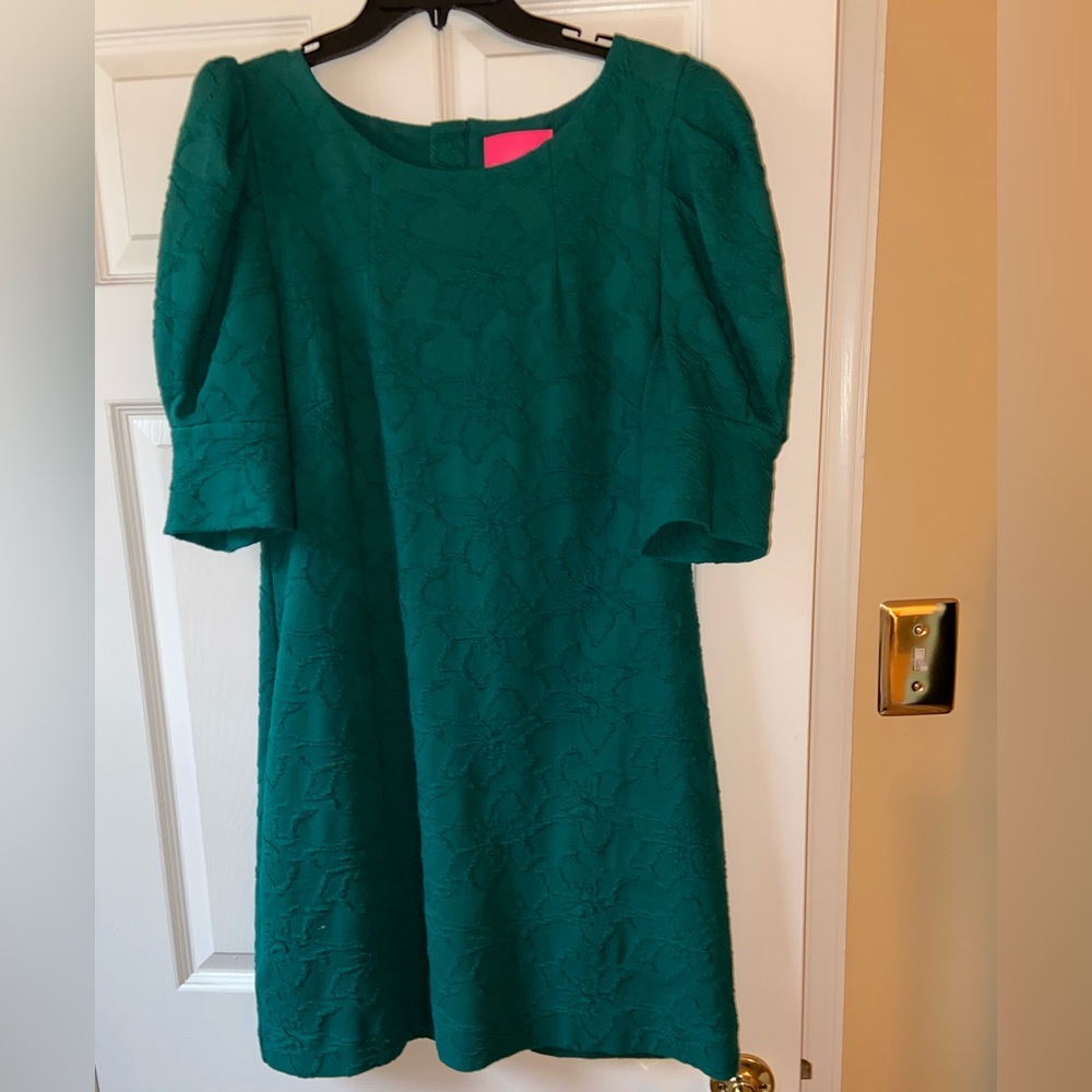 Lilly Pulitzer Teal Textured Short-Sleeve Shift Dress